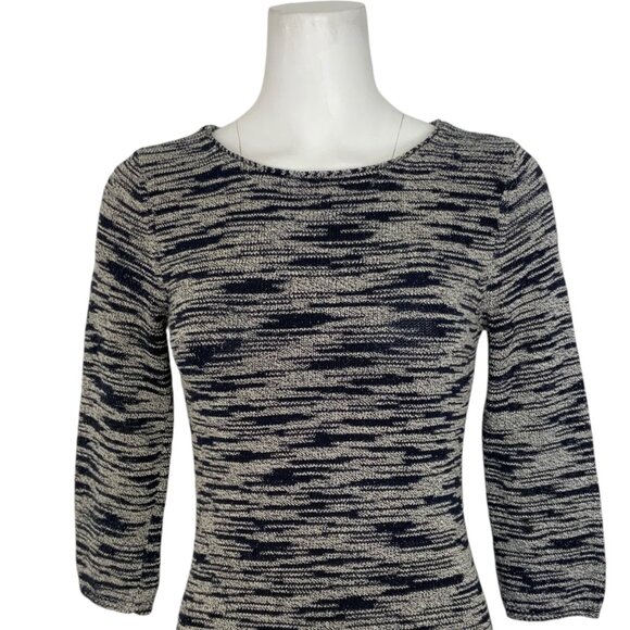 Alice + Olivia Textured Sweater Dress S Blue Marled 3/4 Sleeve Mini Bodycon Fall - Picture 6 of 12